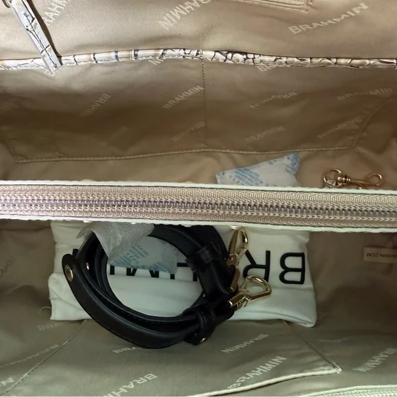 Brahmin Small Finley Satchel Timeless Taupe Skien Melbourne Leather - Picture 6 of 10